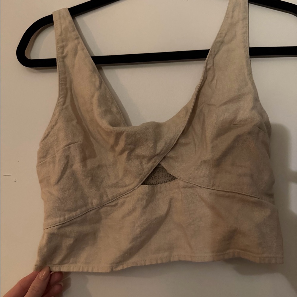 Abercrombie & Fitch Cream Smocked Top